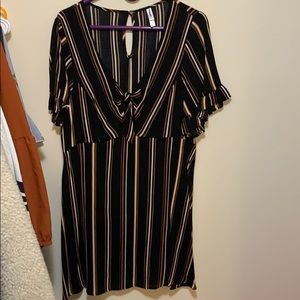 brown & black striped dress